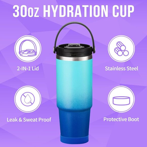 30/40 oz Tumbler with Straw & Flip Lid - Leak Proof Metal Tumbler Cups Travel Mu - Picture 6 of 7